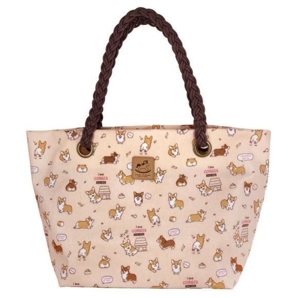 Uma Hana Handbags - Waterproof Corgi Woven Tote Shoulder Bag